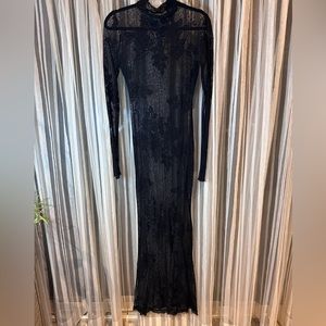 Black stretch lace, vintage lip, service, body con style stretch address